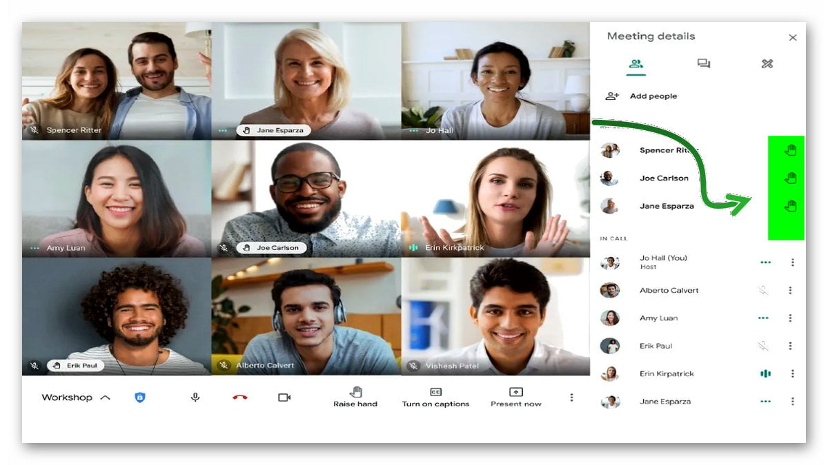 Google Meet, donanım cihazlarına el kaldırma uygulamasını getiriyor