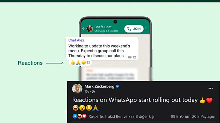 WhatsApp, Emoji ile Tepki Verme Özelliğini Kullanıma Sundu