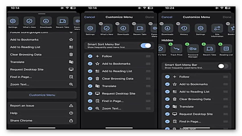 Google Chrome’un iOS Sürümüne Menüyü Kafanıza Göre Değiştirmenizi Sağlayan Özelleştirme Seçeneği Eklendi